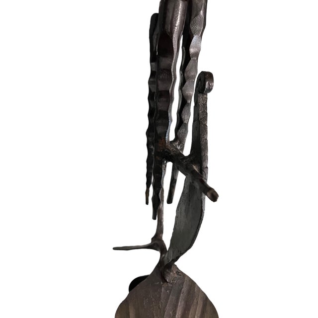 Metal David Palombo, Brutalist Hand Forged Iron Sculpture Candelabra Candle Stick Israeli Art Palombo, c.1950's For Sale - Image 7 of 9