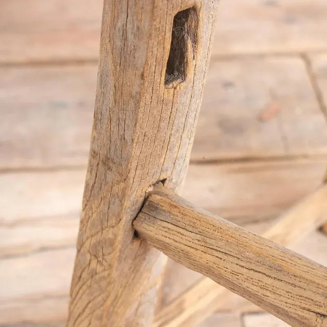 Large Antique Rustic Elm Stool or Side Table For Sale - Image 5 of 8