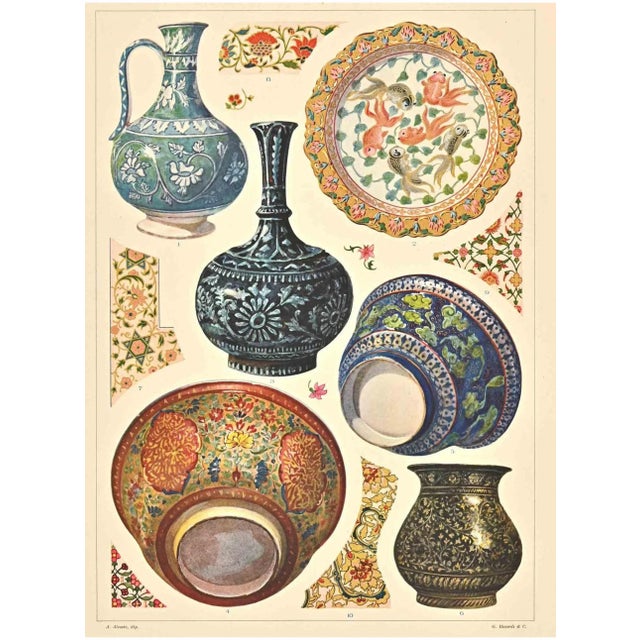 Decorative Motifs - Indian Styles is an original print on ivory-colored paper realized by Andrea Alessio in the early 20th...