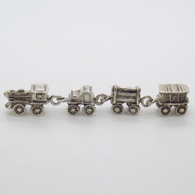 Metal Vintage Italian Handmade Genuine Silver Toy Train Dollhouse Miniature Figurine For Sale - Image 7 of 10