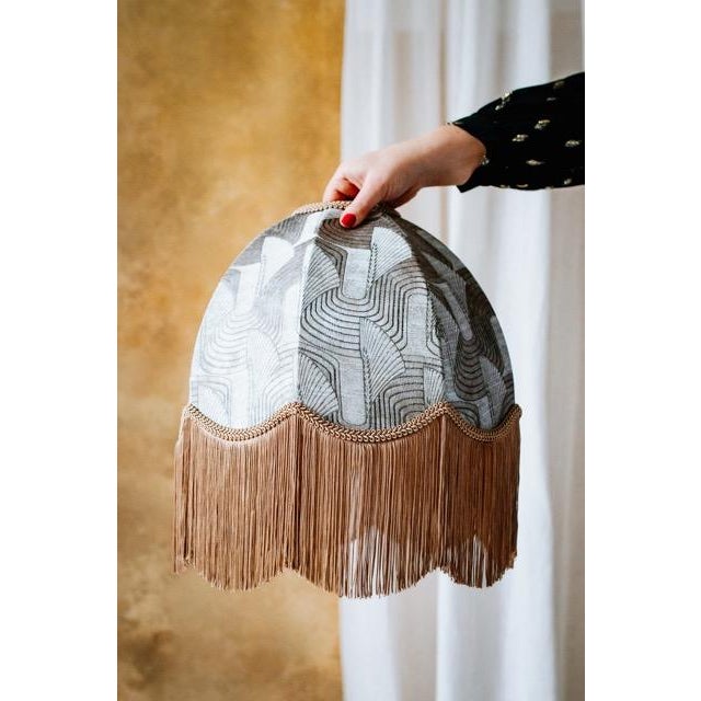 The Marianne Silver Fringed Lampshade - Small For Sale - Image 6 of 7