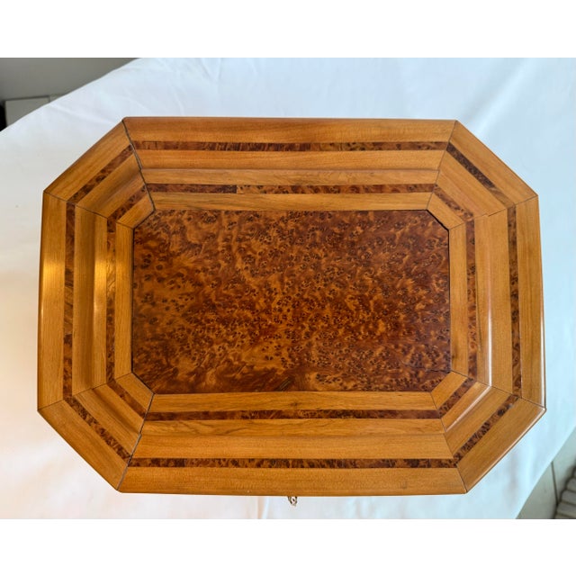 American Vintage Handmade Folk Art Burl Wood Jewerly Box For Sale - Image 3 of 11