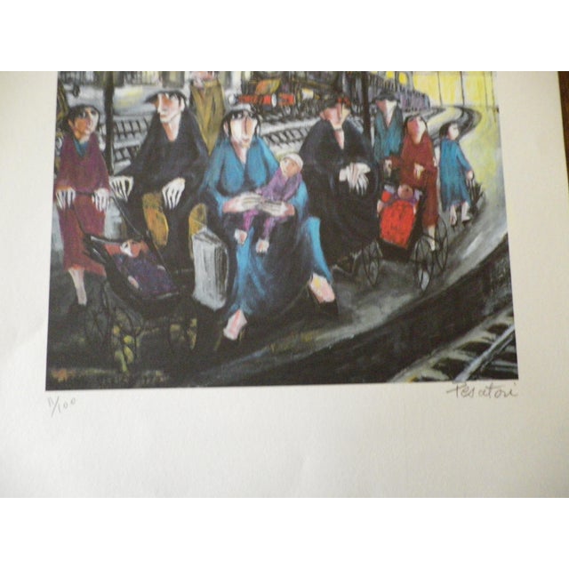 Elie Pesatori, La gare Paris, Paris Liverpool & La femme en rouge, Lithographs, 1970s-1980s, Set of 3 For Sale - Image 13 of 18