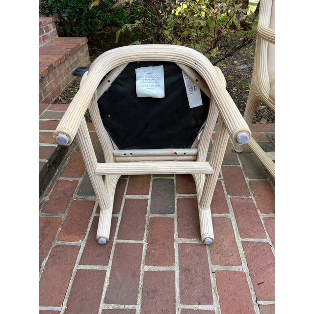 Vintage 1980s American Drew Post Modern Round Back Split Reed Arm Chairs - a Pair For Sale - Image 11 of 12