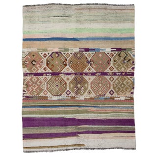 Vintage Turkish Kilim Rug- 4′3″ × 5′7″ For Sale