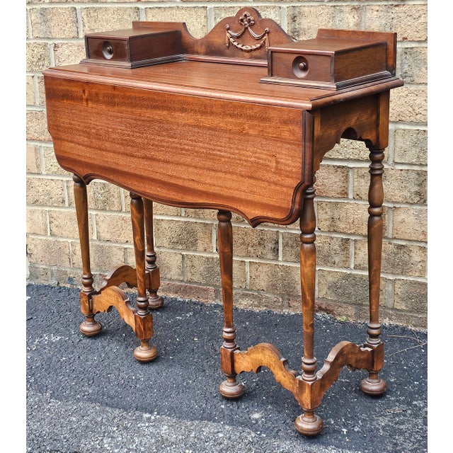 William and Mary Style Mahogany Folding Console-Dressing Table Writing Table For Sale - Image 4 of 9