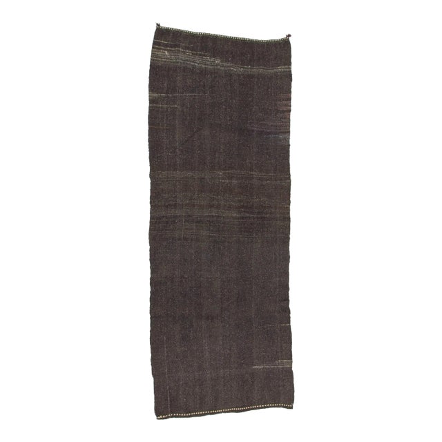 Vintage Black Turkish Goat Hair Kilim Rug - 4′11″ × 13′ For Sale