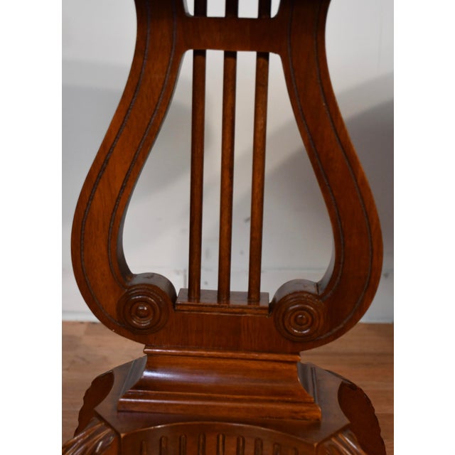 1940s Mersman Duncan Phyfe Style Mahogany Lyre Base Pair of Side Tables / End Tables For Sale - Image 6 of 15