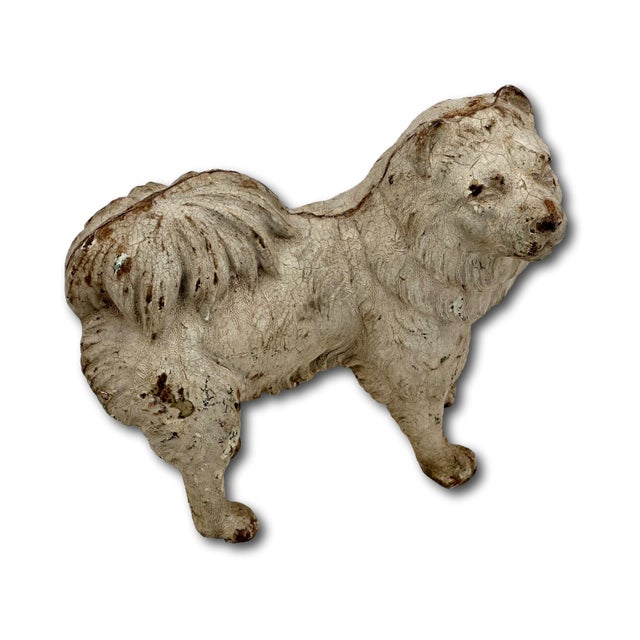 Very Rare & Hard 2 Find Model Antique American Cast Iron Standing Chow Chow Dog Doorstop - Circa 1920s For Sale - Image 12 of 18