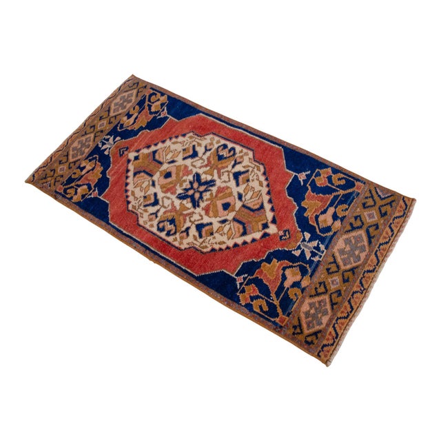 Hand Knotted Oushak Smal Rug. Colorful Rug, Bath Mat, Laundry Kitchen Decor, Entry Decor 1'10" X 3'7" For Sale - Image 6 of 8