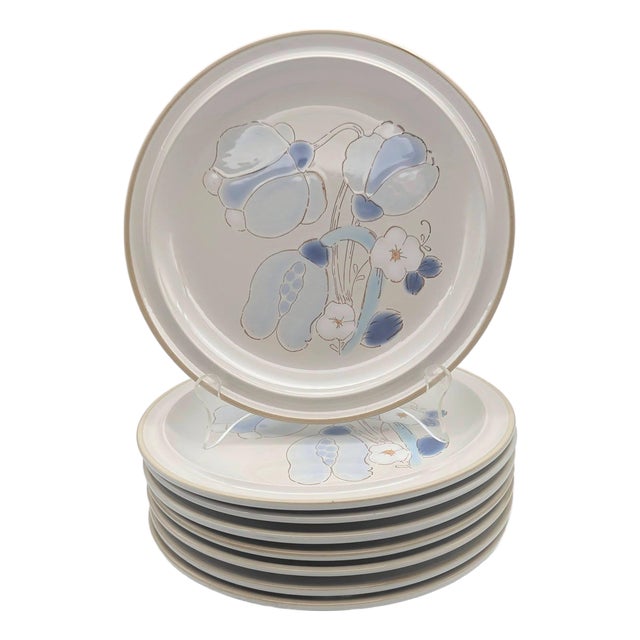 1970s Vintage International China Whitestone "Ocala S Y 6270" Stoneware Dinner Plates, Set of 8 For Sale