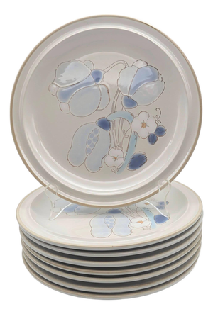 1970s Vintage International China Whitestone "Ocala S Y 6270" Stoneware Dinner Plates, Set of 8