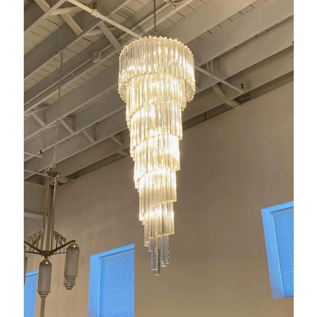 Italian Mid-Century Spiral Glass Chandelier For Sale - Image 9 of 10