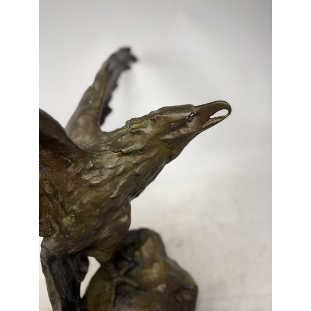 Metal Statue Depicting an Eagle with Open Wings, 1890s-1910s, Bronze For Sale - Image 7 of 13