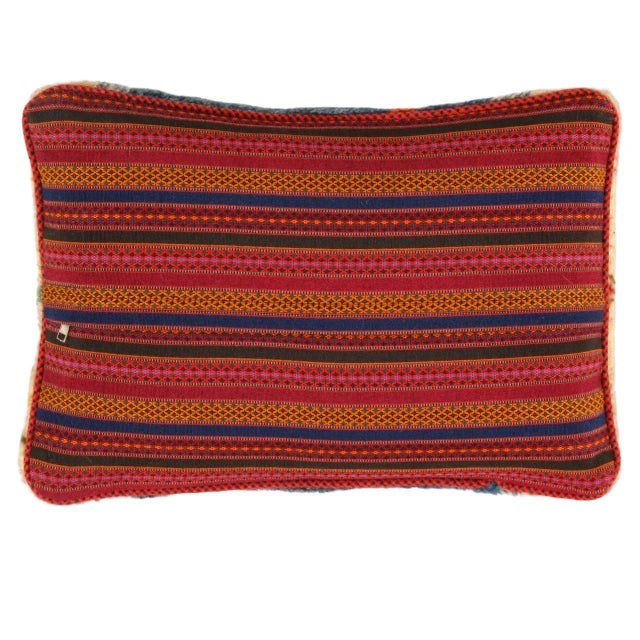 This Gabbeh pillow is made of high-quality LAMBS WOOL The piece was crafted with good workmanship. Gabbeh rugs are made by...