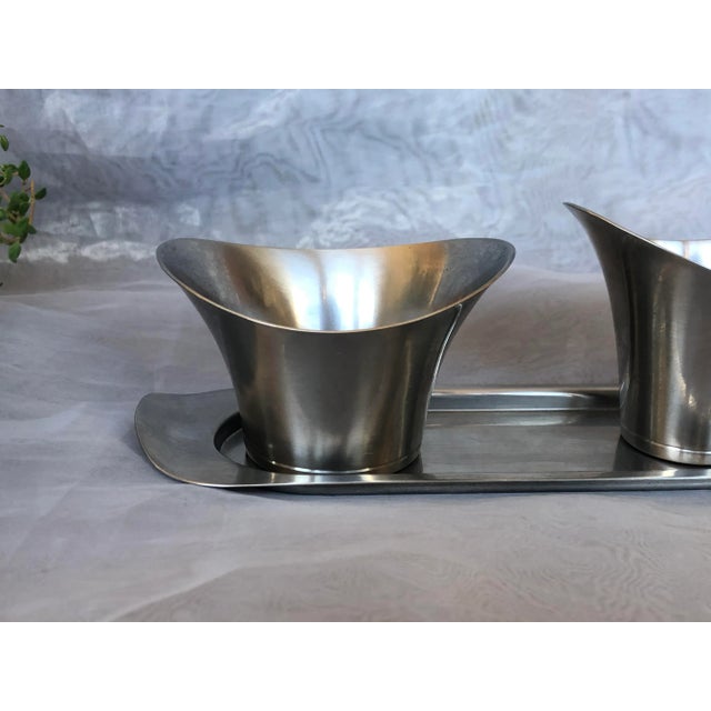 Selandia Designs Mid Century Modern Stainless Steel Sugar Creamer Set For Sale - Image 4 of 13