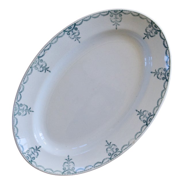 Large Antique French Platter from Moulin Des Loups, 1888 For Sale