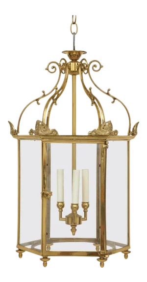 Regency Style Gold-Lacquered Brass Hall Lantern