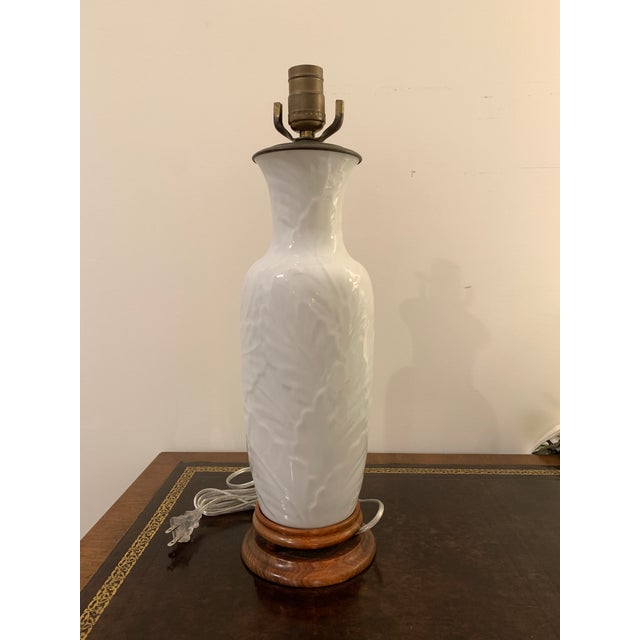 Antique White Chinoiserie White Intaglio Porcelain Lamp For Sale - Image 8 of 8