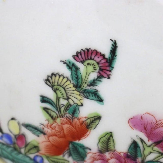 Oversized Chinese Rose Medallion Punch Bowl Flower Garden & Butterflies C1930 For Sale - Image 6 of 15