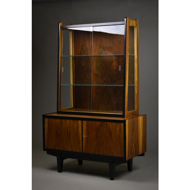 Mid-Century Modern Walnut Showcase Cabinet by R. T. Halas, Poland, 1960s For Sale - Image 6 of 11