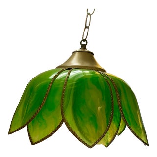 Boho Lotus Flower Swag Lamp Vintage 1960s For Sale