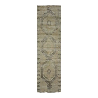 1970s Vintage Handmade Wool Cotton Turkish Beige Area Rug For Sale