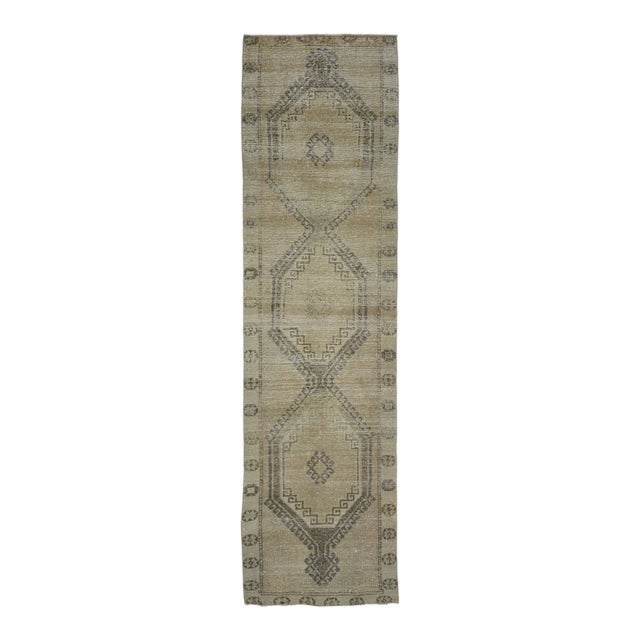 1970s Vintage Handmade Wool Cotton Turkish Beige Area Rug For Sale