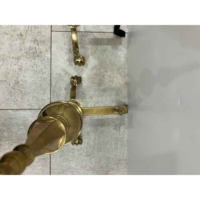 Traditional Pair of 1980s Brass Andirons For Sale - Image 3 of 9