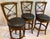 Frontgate Trio of Mahogany Neoclassic Style Barstools Black Leather Swivel Seats For Sale In Dallas - Image 6 of 12