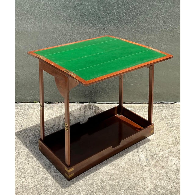 Vintage English Collapsible Flip Top Campaign Game Table For Sale - Image 4 of 10