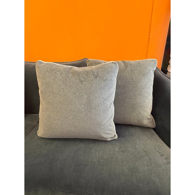 2020s Gray With White Border Mohair Pillow New Insert For Sale - Image 5 of 5