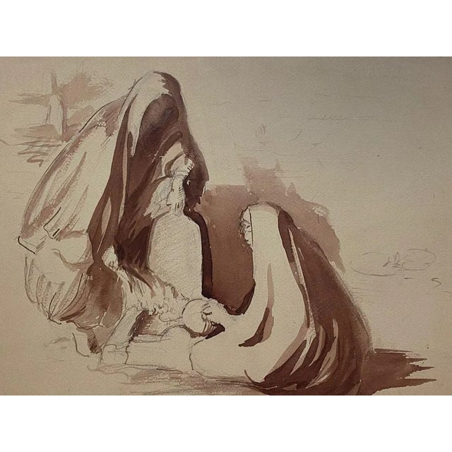 Devotion'' is an original watercolor drawing on ivory-colorated paper by Anonymous Artist of XX Century In very good...