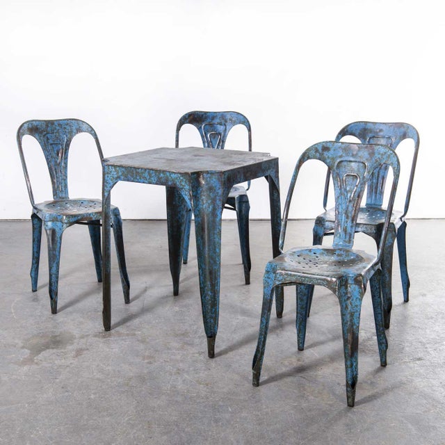 1950’s original french multipl’s table and chair set – blue. Designed by joseph mathieu and made in pierre benite in lyon...