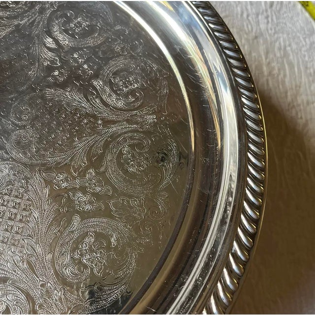 Silverplated Newport Gorham Round Tray For Sale In Chicago - Image 6 of 10