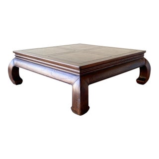 Chinoiserie Ming Style Oak and Burl Coffee Table by Henredon For Sale