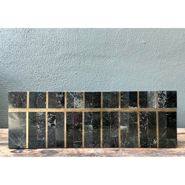 Vintage Tessellated Brass and Stone Box For Sale In West Palm - Image 6 of 12