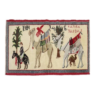Turkish Pictorial Camel Caravan Rug For Sale