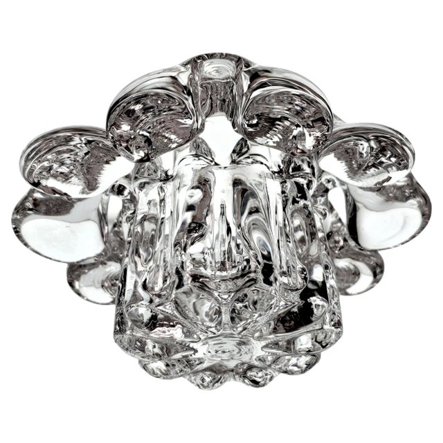 Glass Kosta Boda Goran Warff Glass Candle Holders Pair For Sale - Image 7 of 11