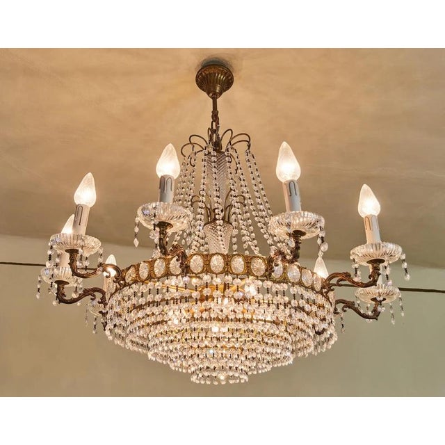 Crystal Chandelier with 14 Bulbs For Sale - Image 4 of 11