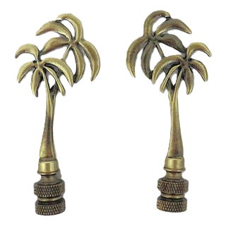 Pair of Palm Tree Lamp Finials Beach Coastal For Sale