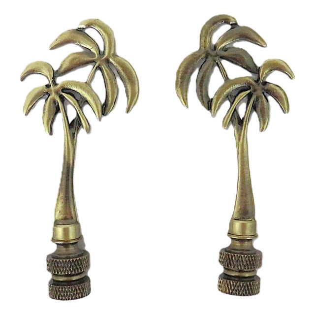 Pair of Palm Tree Lamp Finials Beach Coastal For Sale