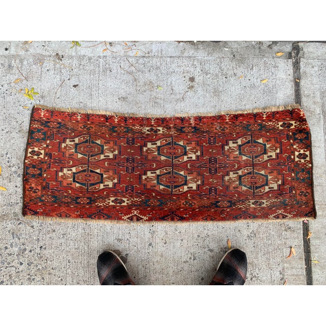 1840s, Handmade Antique Collecitble Turkmen Tekke Torba 1.4' X 3.7' For Sale - Image 10 of 11