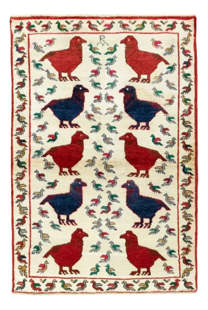 Gabbeh Nomad Rug 152 X 103 Cm - Hand-Knotted with Bird Motif