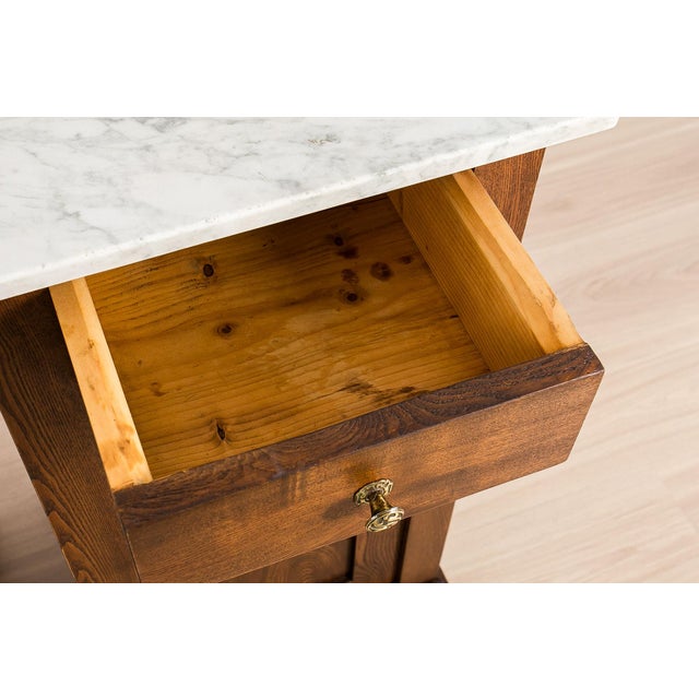 Art Nouveau German Ash Bedside Cabinets with Marble Tops, 1910, Set of 2 For Sale - Image 12 of 17