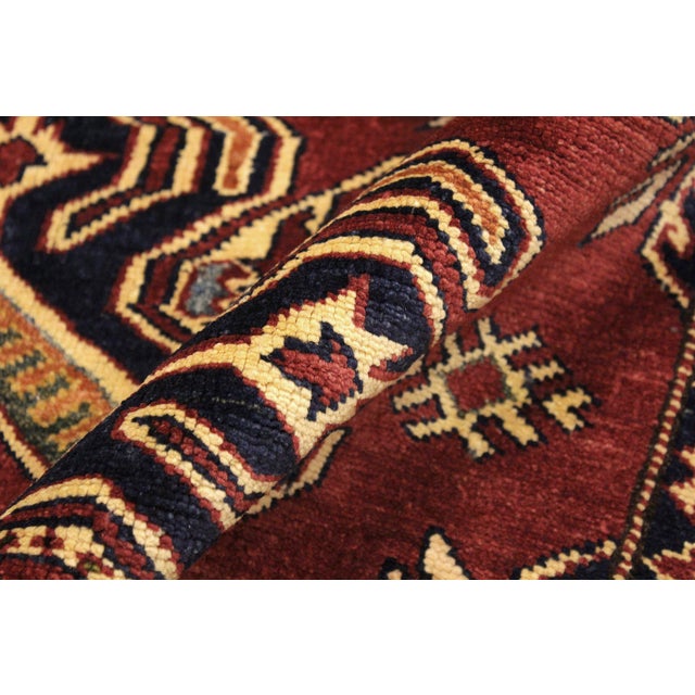 Textile Bohemian Super Kazak Red/Beige Wool Rug - 4'1'' X 6'0'' For Sale - Image 7 of 10