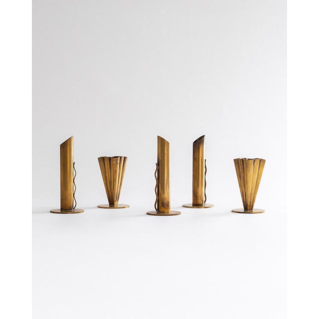 Ystad-Metall Mid-Century Modern Patinated Brass Vases from Ystad-Metall, 1950s, Set of 3 For Sale - Image 4 of 7