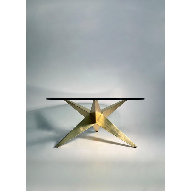 Mid-Century Modern Custom Post Modern Steel Coffee Table in Gold Finish For Sale - Image 3 of 8