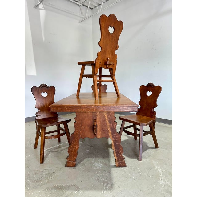 German Brutalist Tyrolean Style Oak Dining Chairs, Set of 4 For Sale - Image 9 of 11