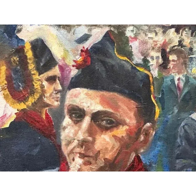 "Military Joy" - Oil Painting of Soldiers of the Kingdom of Croatia-Slavonia For Sale In Los Angeles - Image 6 of 7
